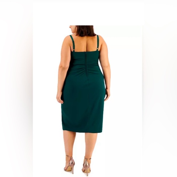 EMERALD SUNDAE Draped Ruched Bodycon Midi Dress Host Pick - Picture 3 of 6